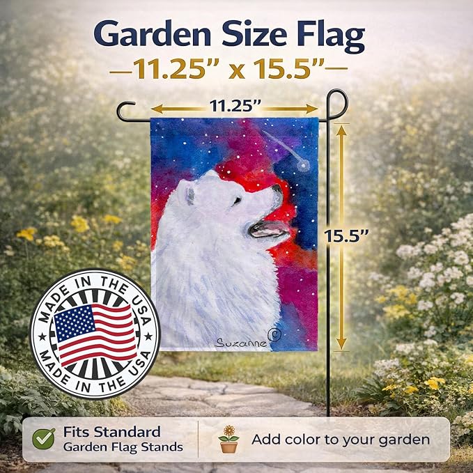Caroline's Treasures SS8752GF Samoyed Garden Flag Mailbox Flag Decorative Yard Flag Banner Outside Patio Artwork Yard Flower Beds, Garden Size, Multicolor