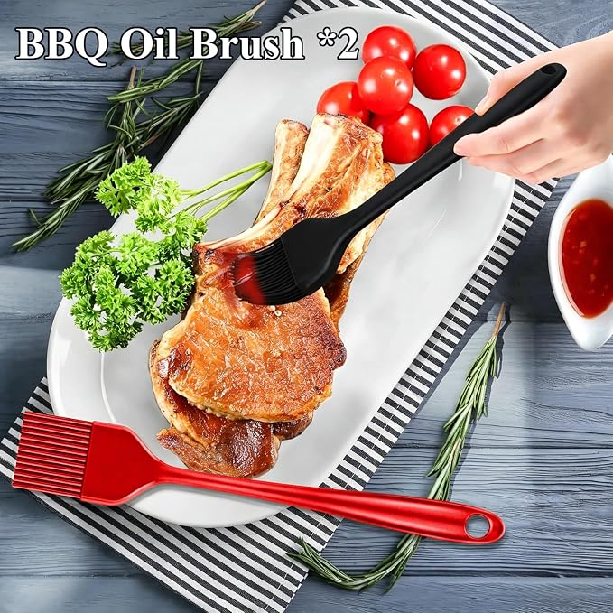 5PCS BBQ Tools, Stainless Steel Barbecue Accessories-Spatula, Fork, Tongs & Oil Brushes, Suitable for Camping and BBQ Use,Ideal BBQ Set Grilling Tools for Outdoor Grill, Gifts for Dad Husband