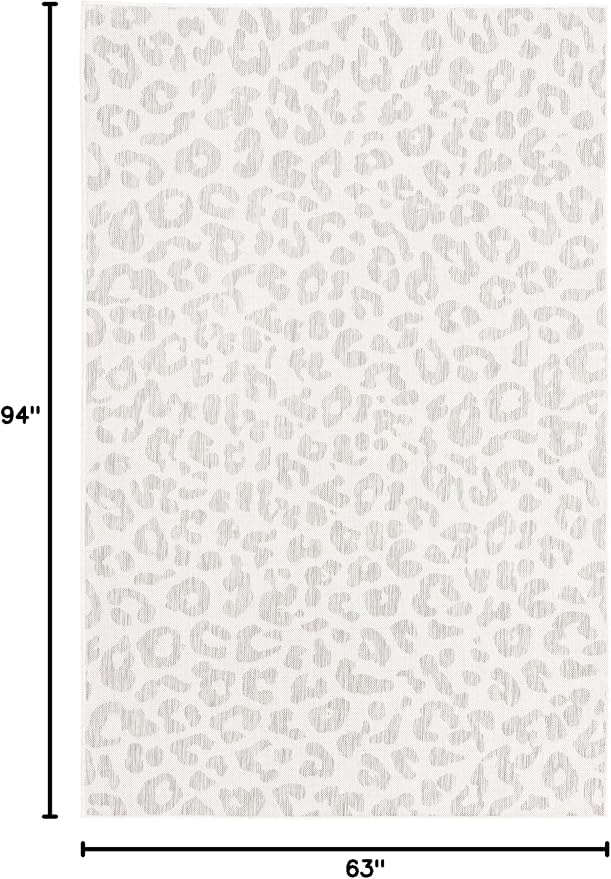 Unique Loom Outdoor Safari Collection Area Rug - Leopard (5' 3" x 7' 10" Rectangle, Ivory Gray)