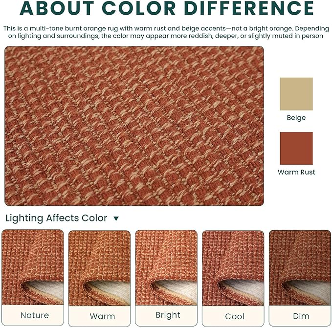 KOZYFLY Orange 3x14 Runners Rugs for Hallway, Long Washable Runner Rug, Woven Non Slip Kitchen Runner, Flatweave Entryway Rug, Floor Carpet for Entry, Aisle, Hall, Burnt Orange/Tan