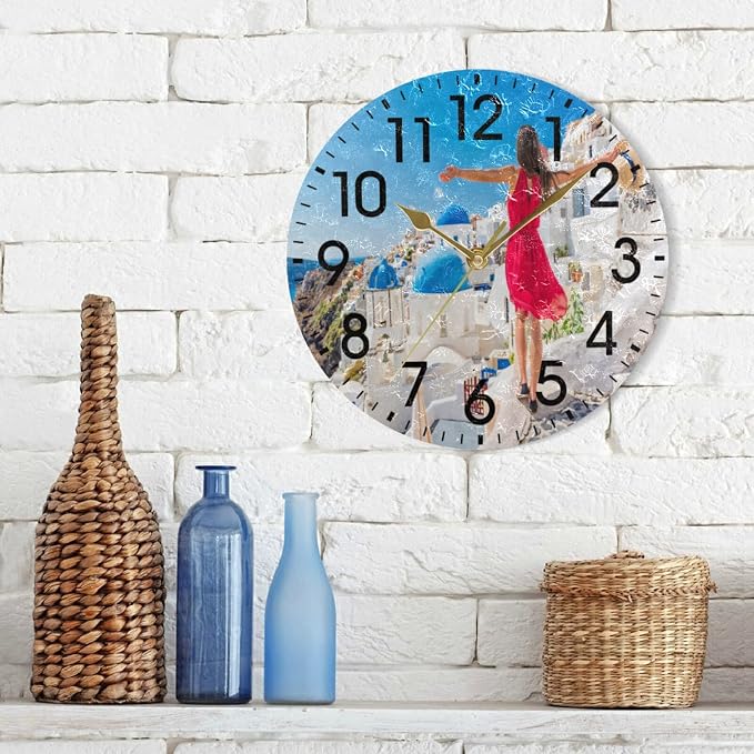 ALAZA Home DIY 9.84 inch Round Acrylic Wall Clock Non Ticking Silent Clock Art for Living Room Kitchen Bedroom(Gold Pointer)