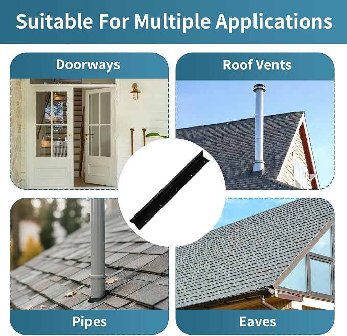 3 pcs Rain Diverter for Roof, 39 Inch Powder Coated Roof Rain Diverter with Nails, Rainwater Splash Guard for Shingle Roofs, Doorways, Windows, Chimneys and Roof Vents, Weatherproof Protection