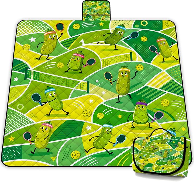 Extra Large Picnic Blanket Waterproof,80"x 80"Foldable Machine Washable Outdoor Blanket,Cucumber Beach Blanket for 6-8 Adults,Picnic Mat Suitable for Indoor Crawling,Park Beach,Camping,Hiking,Travel