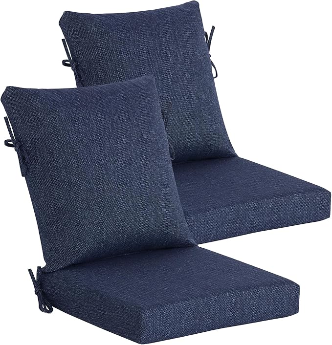 Goodgoods 20 x 42 Outdoor Patio Chair Cushion 2-Pack, 1000+Hours Fade-Resistant & Water-Resistant Furniture Chair Cushions with 35D High-Resilience Foam for Dining Chairs, Couch, Sofa, Indigo