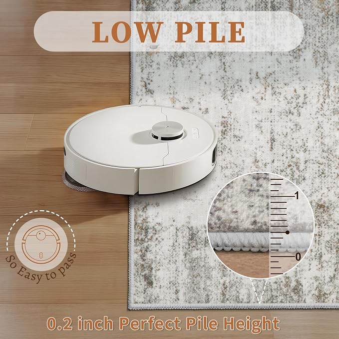 Tangsoo Abstract 2.6x8 Washable Runner Rug for Hallways,Non Slip Runner Rug | Modern Soft Low Pile Long Runner Rug, Contemporary Carpet Runners for Kitchen Bedroom Entryway Living Room Beige Grey Decor