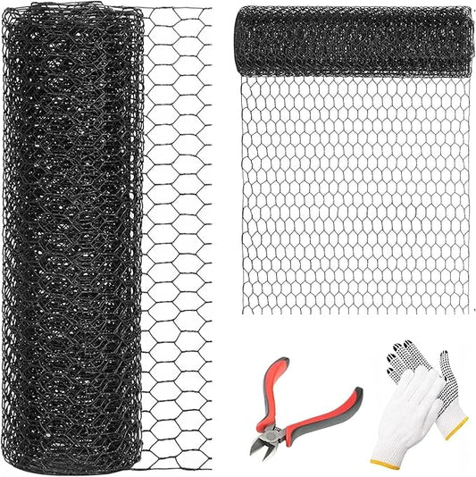 24'' x 50' Black Chicken Wire Mesh Fence, 15 Gauge Poultry Netting and 2 inch Mesh Fence Roll, Chicken Wire for Floral Arrangements/Crafts/Farm/Livestock/Pet Protection