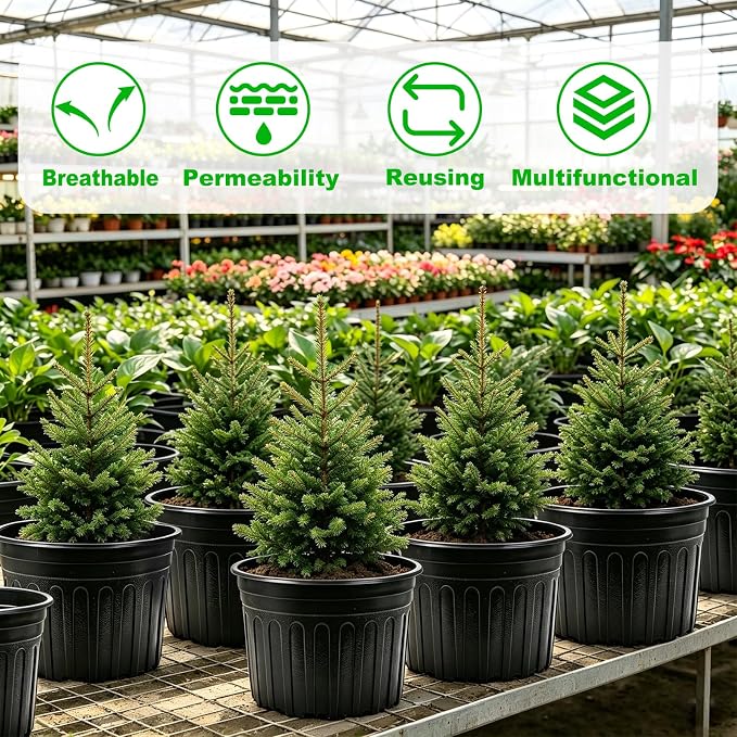 JERIA 30-Pack 5 Gallon Flexible Plant Nursery Pots,Thickened Soft Plastic Seedling Pots,Seed Starting Pot Flower Plant Container for Succulents，Seedlings