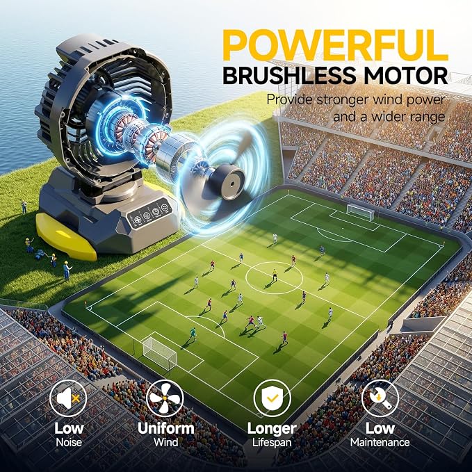 Portable Misting Fan with 6.6 Gallon Bucket, 30000mAh Rechargeable Battery Powered Floor Cooling Fan with 4 Strong Winds & 4 Spray Mister, Outdoor Oscillation Fans for Camping/Patios/Beach/Worksite