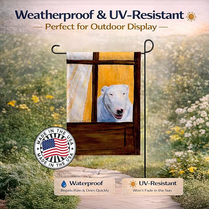 Caroline's Treasures SS8542GF Bull Terrier Garden Flag Mailbox Flag Decorative Yard Flag Banner Outside Patio Artwork Yard Flower Beds, Garden Size, Multicolor