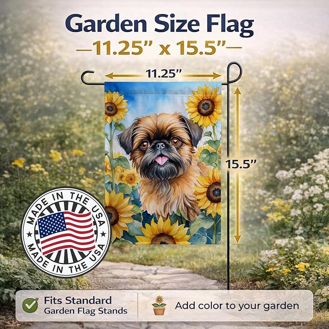 Caroline's Treasures DAC6041GF Brussels Griffon in Sunflowers Garden Flag Mailbox Flag Decorative Yard Flag Banner Outside Patio Artwork Yard Flower Beds, Garden Size, Multicolor
