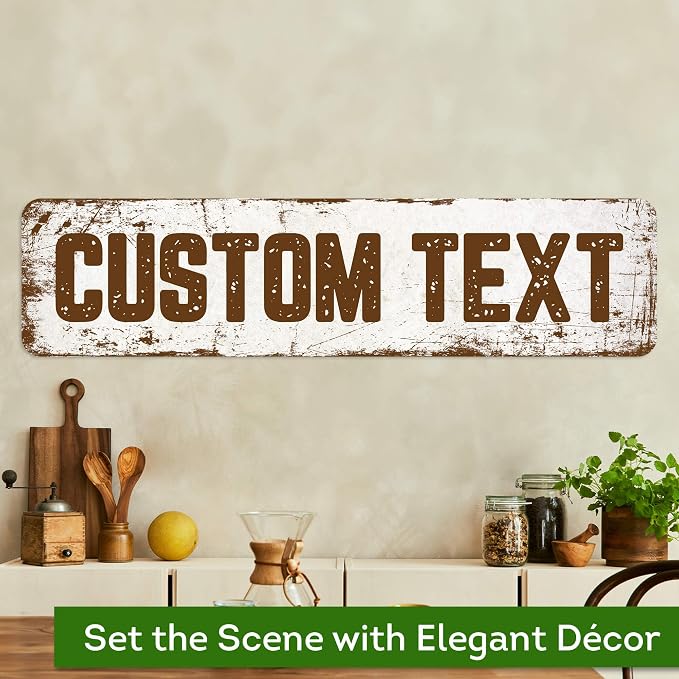 Custom Sign, Custom Street Sign, 11 Font Colors, 13 Font Styles, 4 Hole Options, 22 Sizes, 8x32 Inches, Rust Free DiBound, Fade Resistant, Made in USA by My Sign Center (Rustic)