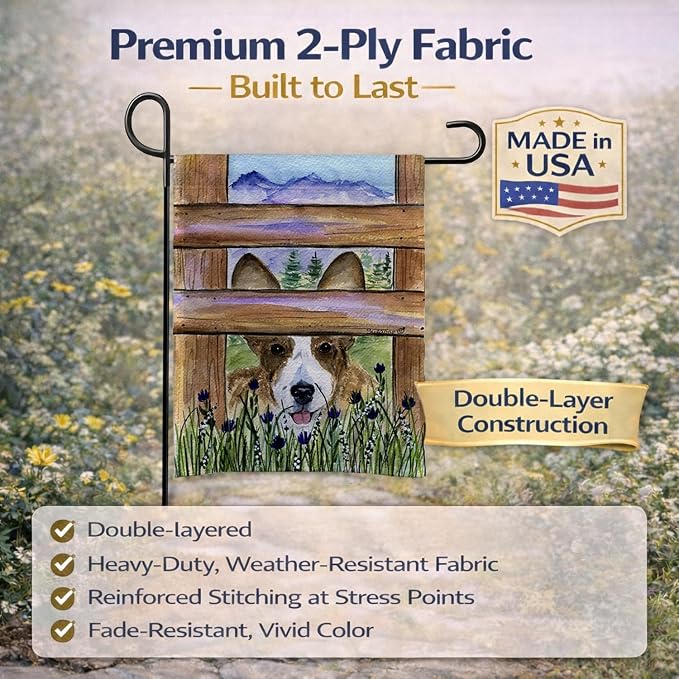 Caroline's Treasures SS8254GF Corgi Garden Flag Mailbox Flag Decorative Yard Flag Banner Outside Patio Artwork Yard Flower Beds, Garden Size, Multicolor