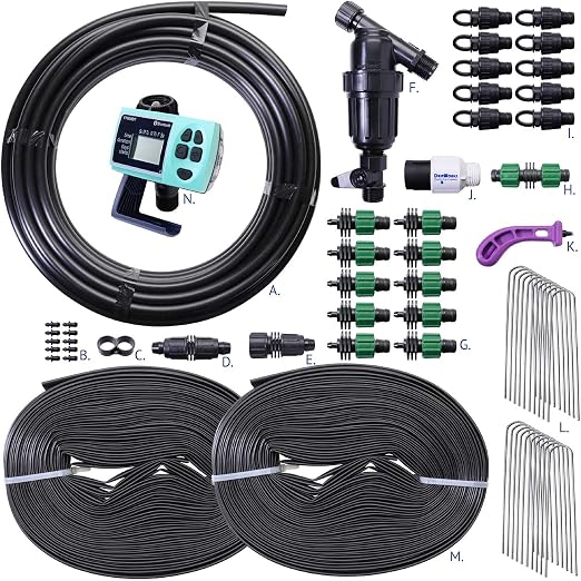 Automated Dripworks Drip Tape Irrigation Kit for Watering Row Crops in Farms (with Timer)-Waters Upto 10 20' Rows | Agricultural Grade Components | Trusted Brand Since 1991