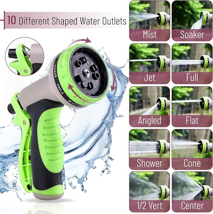 UNCO- Metal Garden Hose with 10 Functions Spray Nozzle, 100 Feet, No Kink | Stainless Steel, Durable Flexible Water Hose for Garden, Yard, Outdoor Watering and Cleaning, Metal Hose for Outdoor Use