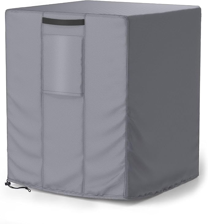 Mrrihand Central Air Conditioner Cover for Outside Units Waterproof Heavy Duty AC Unit for Outdoor Large AC Cover for Winter (24"X24"X22")-Grey