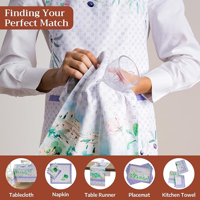 Maison d' Hermine Aprons for women with Pocket 100% Cotton (27.50"x31.50") | Adjustable Neck Strap & long ties Apron Men Chef Wedding Cooking Gardening Server Maid