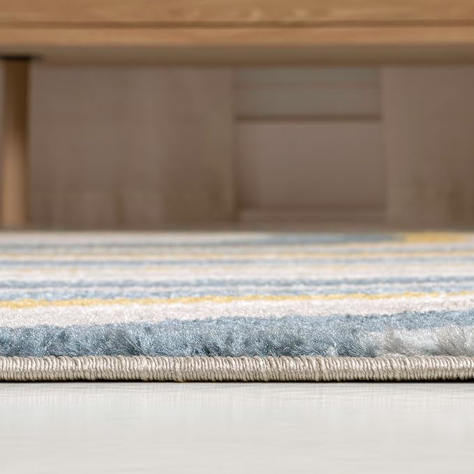 JONATHAN Y Flow Abstract Swirl Indoor Area Rug 3x5, Blue/Mustard/Gray, Modern, Coastal, Easy-Cleaning for Living Room, Bedroom, Kitchen, Pet Friendly, Non-Shedding (DZC100C-3)