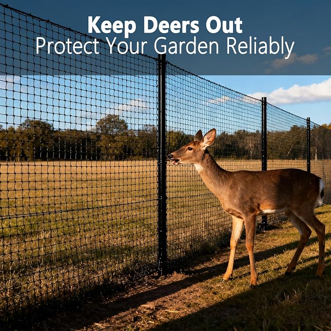 7.5 ft x 100 ft Deer Fence Netting, 1/2-inch Square Mesh - Heavy Duty Animal Barrier for Garden, Vegetables, Fruit Trees, Blueberry Bushes, Strawberries - Protect Against Birds, Deer, Chickens
