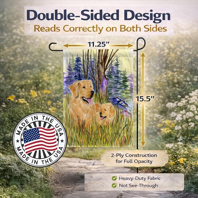 Caroline's Treasures SS8014GF Golden Retriever Garden Flag Mailbox Flag Decorative Yard Flag Banner Outside Patio Artwork Yard Flower Beds, Garden Size, Multicolor
