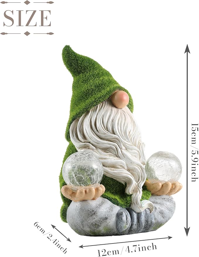TERESA'S COLLECTIONS Garden Gnomes Decor with Solar Lights, St Patricks Decorations for Outdoor Decor,Resin Flocked Zen Garden Decor Outdoor for Porch Patio, Yoga Gnome Gifts for Women and Men, 6"