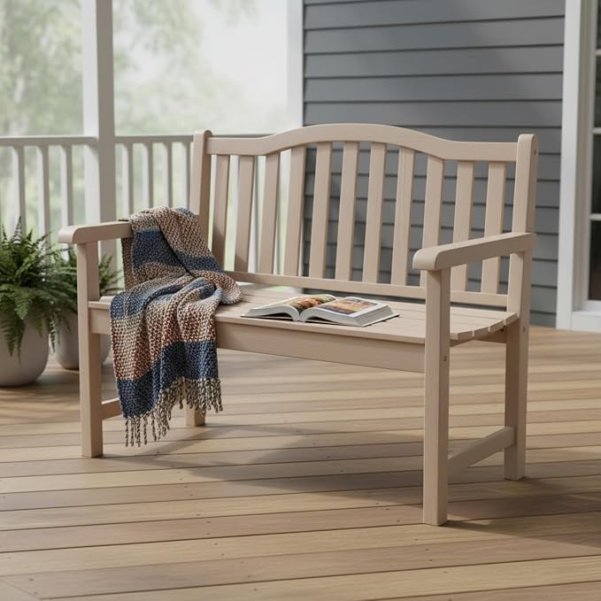 Shine Company 4212GS-142 Belfort II Wooden Outdoor Patio Garden Bench, Classic Grey