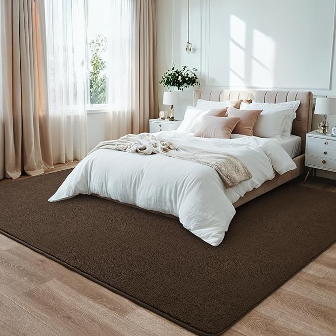 6x9 Dark Brown Area Rug Modern Aesthetic Minimalist | Washable Memory Foam, Low Pile Non Slip Indoor Carpet for Living Room Bedroom Office Classroom College Dorm Room Home Decor
