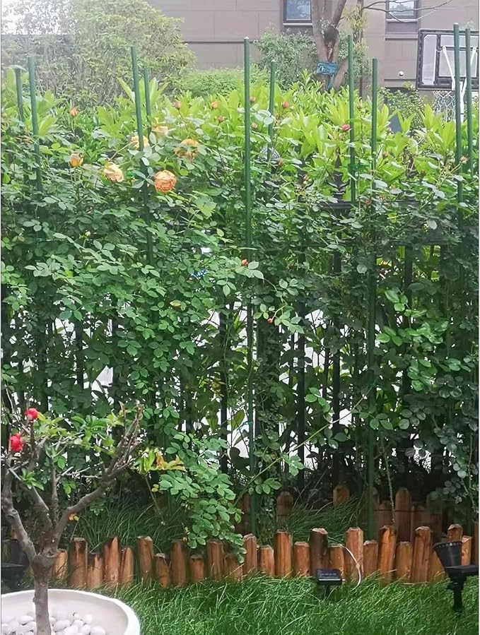 G-LEAF Garden Stakes 4 ft Plastic Coated Steel Tube Sturdy Metal Plant Sticks for Tomato,Cucumber,Bean,Tree,Pack of 50