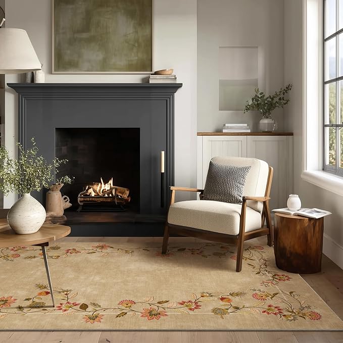 3x5 Small Area Rugs for Entryway: Machine Washable Rugs Stain Resistant Non Slip Low Pile Soft Faux Wool Lightweight Entry Rug for Bedroom Living Room Kitchen Bathroom Laundry Room Home Office Indoor