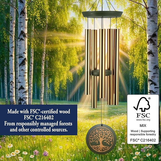 Memorial Wind Chimes for Outdoor & Gifts – Engraved Tree of Life, 36” Durable Metal Chimes with Soothing Melodies, Waterproof & Customizable Tones