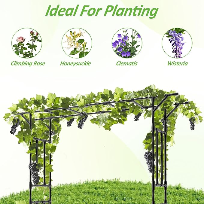 Garden Arch Trellis - 78.7" L×85.4" H Flat Top Garden Arch, Sturdy and Rustproof Garden Arch Trellis for Climbing Plants Outdoor, Arbor Trellis for Backyard, Patio, Lawn, Wedding(20MM Pipe)