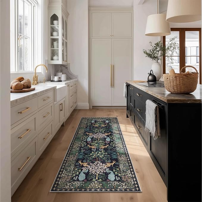 Runner Rug Washable Kitchen Runner: 2'x 6' Hallway Runner Rugs Stain Resistant Non Slip Low Pile Soft Carpet Runners for Hallways Bedroom Entryway Indoor Beside Bathroom Laundry Room Farmhouse