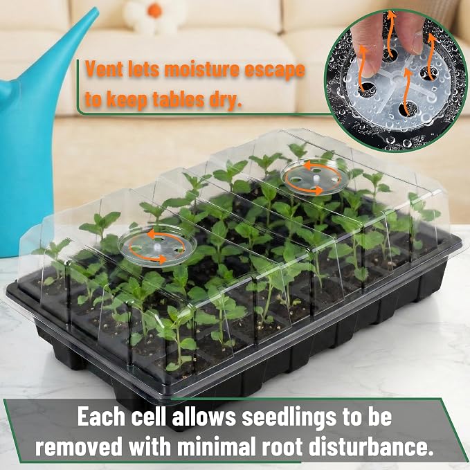 Mr. Pen- Seed Starter Tray Kits, 10 Pack, Total 400 Cells | Durable Plant Germination Trays with Humidity Vented Domes and Bases, Ideal for Seed Starting