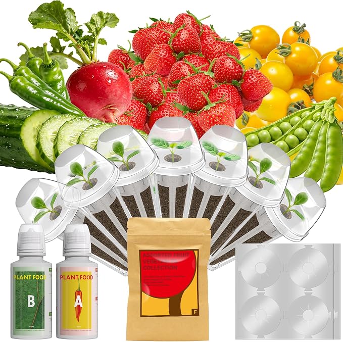 Strawberry Seed Pods for AeroGarden, iDoo, Ahopegarden - Compatible with All Hydroponic System, 350+Seeds Include Strawberry, Cherry Tomato, Cucumber, Radish, Pea, Pepper and Beet, 7 pods