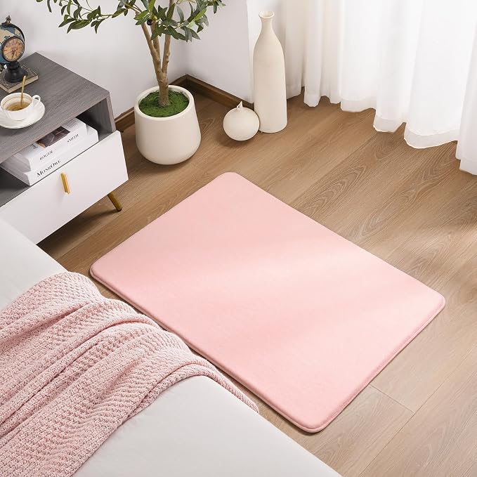 Amearea Modern Washable Runner Rugs, 2x3 Feet Pink Bedroom Runner Rug | Small Area Rugs for Bedroom Living Room, Non Slip Memory Foam Rug for Entrance Entryway Kids Boys Girls Room Laundry Room