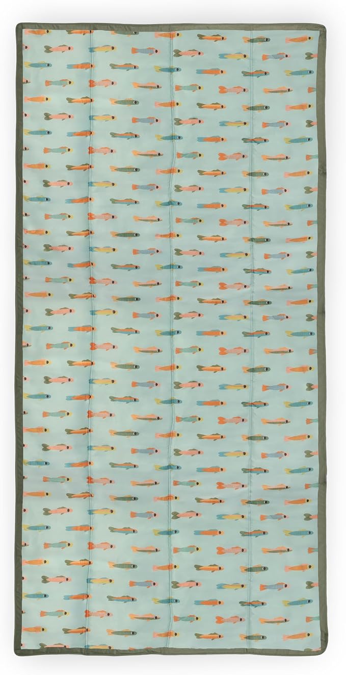 Little Unicorn 5'x7' Outdoor Family Picnic & Beach Blanket | Durable & Water-Resistant Fabric | Compact Fold & Easily Wipes Clean | Zipper Pocket (Minnow Pond)