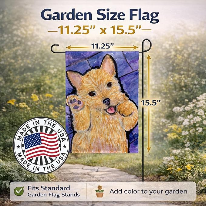 Caroline's Treasures SS8911GF Norwich Terrier Garden Flag Mailbox Flag Decorative Yard Flag Banner Outside Patio Artwork Yard Flower Beds, Garden Size, Multicolor