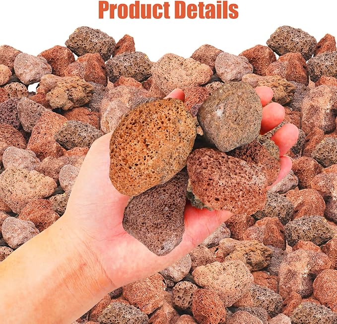 10 Pounds Red Lava Rocks for Fire Pits, Fireplaces, for Gas Log Sets, Gas Grills,Suitable for Both Indoor and Outdoor Applications (2.75"-5")