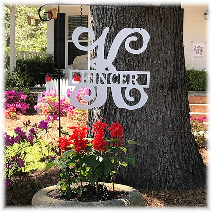 PK Décor Personalized Garden Flag for Outside - Decorative Welcome Last Name Personalized Metal ACM Yard Sign - 14 inch - Customized All Seasons Family Established Garden Flag Stand Option