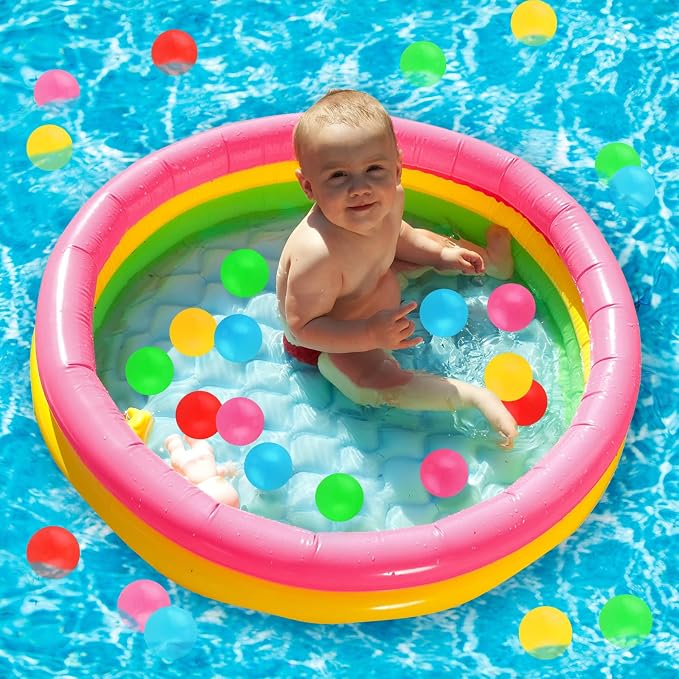 Honoson 35.4 Inch Inflatable Kiddie Pool Baby Pool with 50 Pcs Balls, Inflatable Swimming Pools Blow up for Beach Water Play Backyard Summer Indoor and Outdoor Party Supplies