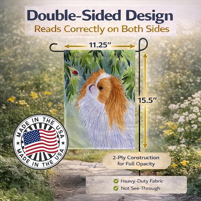 Caroline's Treasures SS8260GF Japanese Chin Garden Flag Mailbox Flag Decorative Yard Flag Banner Outside Patio Artwork Yard Flower Beds, Garden Size, Multicolor