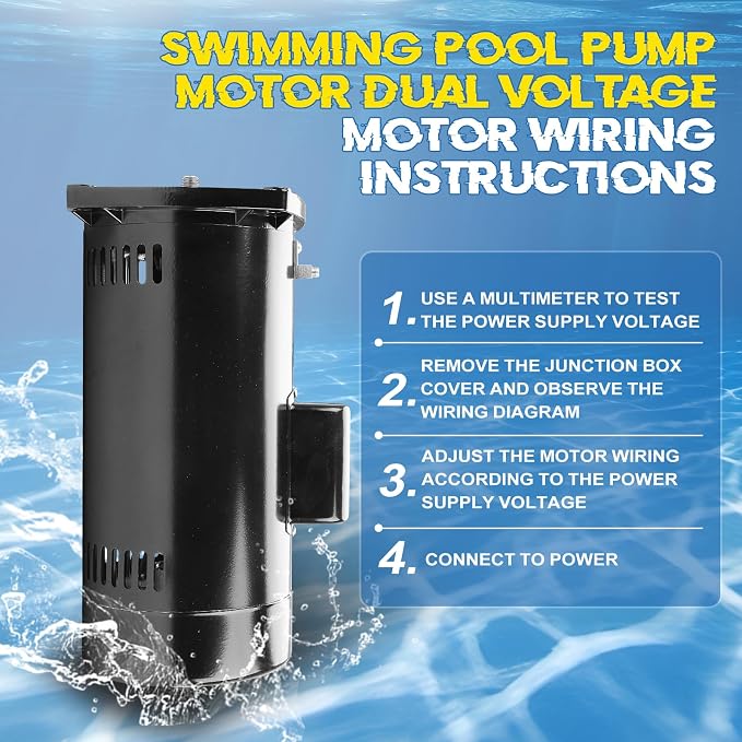 USQ1202 Pool Pump Motor 48Y Frame Fit for A.O. Smith/Century 2HP Motor | Fit for A.O. Smith/Century Pool and Spa Pump Motor, 3450 RPM, 48Y Frame, 230V, 10.4 Amps, Swimming Pool Motor