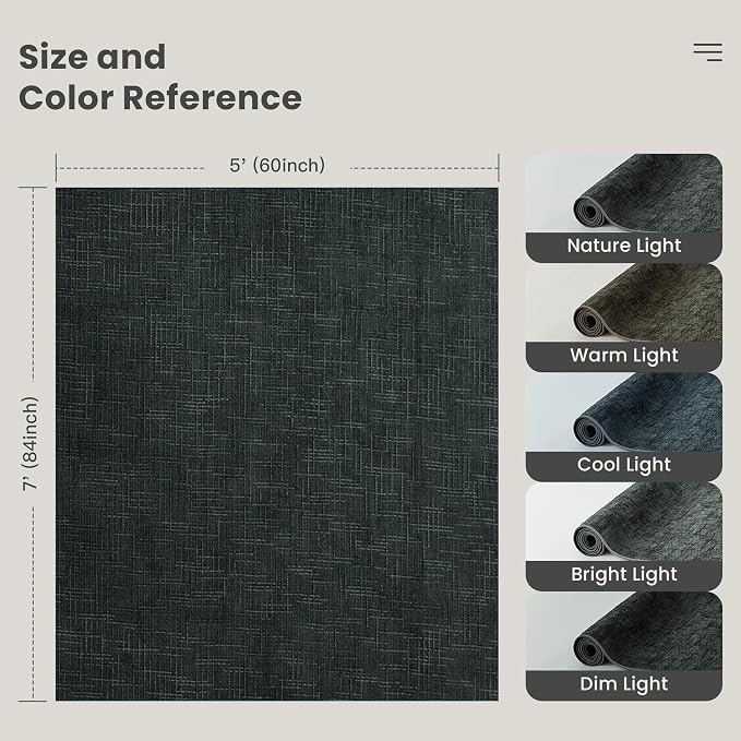 Valenrug Washable Rugs 5x7, High-Low Pile Area Rugs for Living Room, Black | Soft Fluffy Textured Design Non Slip & Lighweight, Folable, Stain Resistant Floor Carpet Rug for Bedroom, Dining Room, Office
