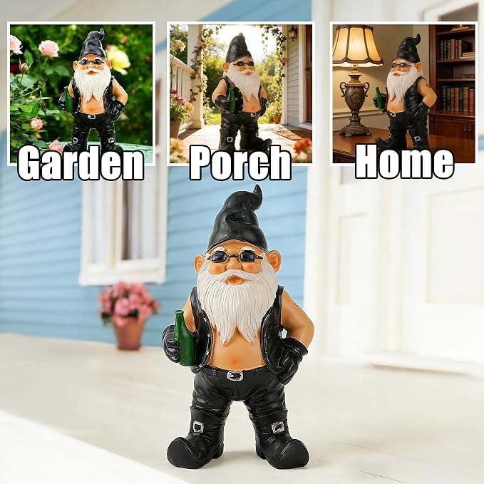 Teaeeno Garden Gnome Statue, Funny Gnomes Yard Decor Statues, Garden Gnome Weather Resistant Lawn Decor or Tabletop Figurines, Funny Animal Statue & Sculpture