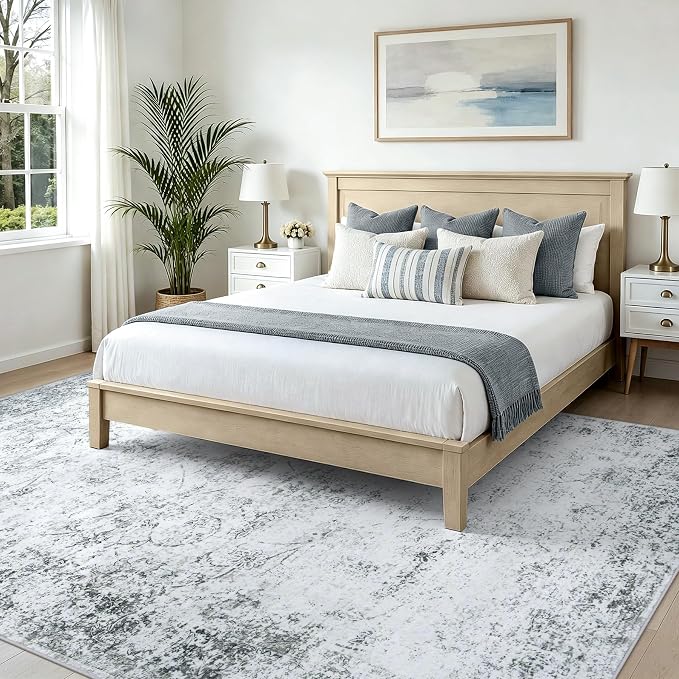 6x9 Washable Area Rug Modern Abstract for Living Room Bedroom Gray | Soft Indoor Carpet,Anti-skid Backing,Water Repellent,Non-shedding, Suitable for bedroom dining farmhouse nursery home office