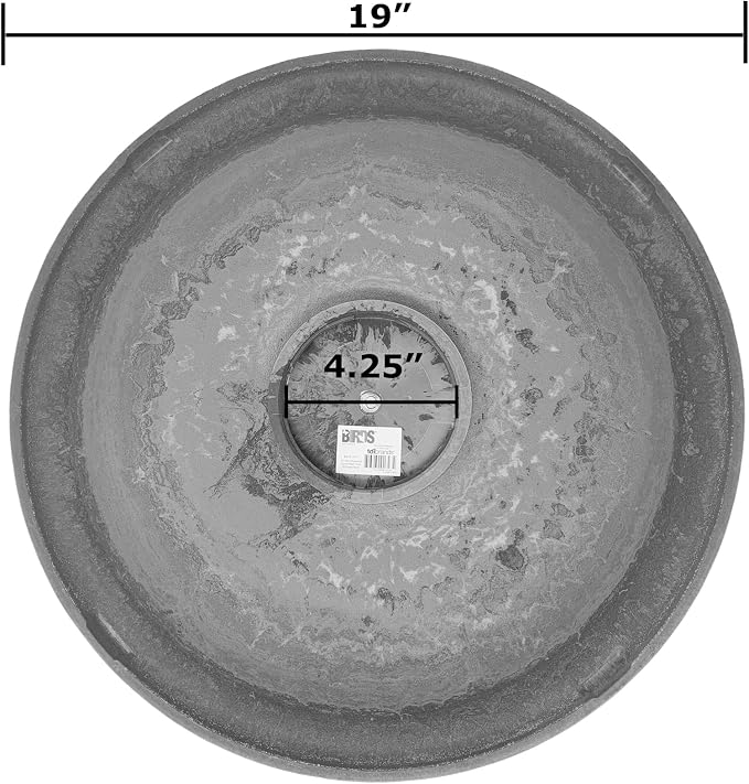 BIRDS AND BEYOND Bird Bath, Bowl Only - 19" Slate/Wine Fiber Clay Bird Bath Bowl, Lightweight 5lbs.