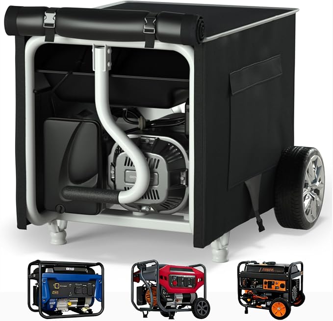 [New Upgraded] 900D Heavy Duty Waterproof Generator Cover, Generator Cover for Outside, 32"L x 24"W x 24"H Cover Universal 5000W-10000W Outdoor Generator Storage Box, All Season Protection, Black