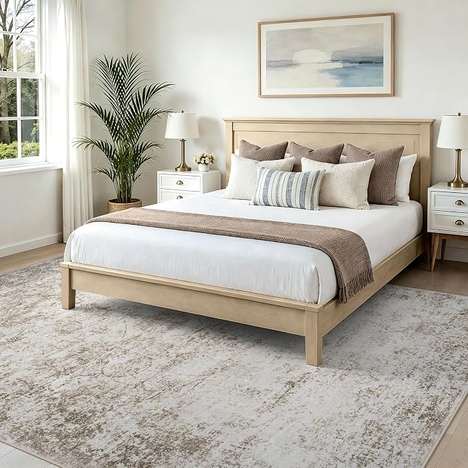 6x9 Washable Area Rug Modern Abstract for Living Room Bedroom Beige | Soft Indoor Carpet,Anti-skid Backing,Water Repellent,Non-shedding, Suitable for bedroom dining farmhouse nursery home office