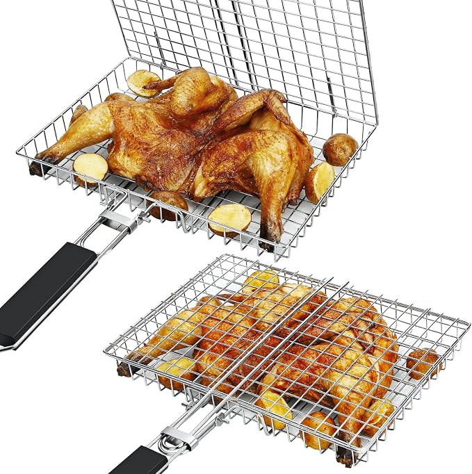 BBQ Grilling Basket - Fish Grill Basket & Rack - Outdoor Accessories
