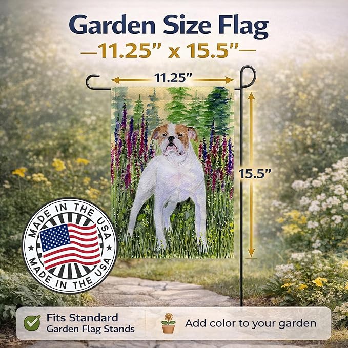 Caroline's Treasures SS8156GF English Bulldog Garden Flag Mailbox Flag Decorative Yard Flag Banner Outside Patio Artwork Yard Flower Beds, Garden Size, Multicolor