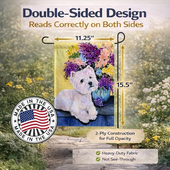 Caroline's Treasures SS8291GF Westie Garden Flag Mailbox Flag Decorative Yard Flag Banner Outside Patio Artwork Yard Flower Beds, Garden Size, Multicolor